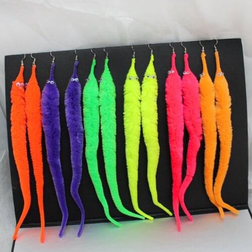 1 Pair Colorful 'Worm on A String' Earrings Caterpillar Funny Animal Earrings Holiday Party Jewelry