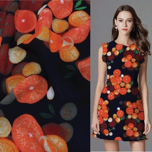 Fruit print silk and cotton fabric thick 19momme feel like to silk crepe fabric,SCT636