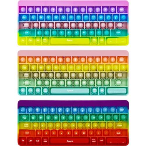 Keyboard Silicone Push Bubble Fingertip Toy Anti-Stress Decompression Toys Stress Reliever Squeeze Crafts Adults Children Game