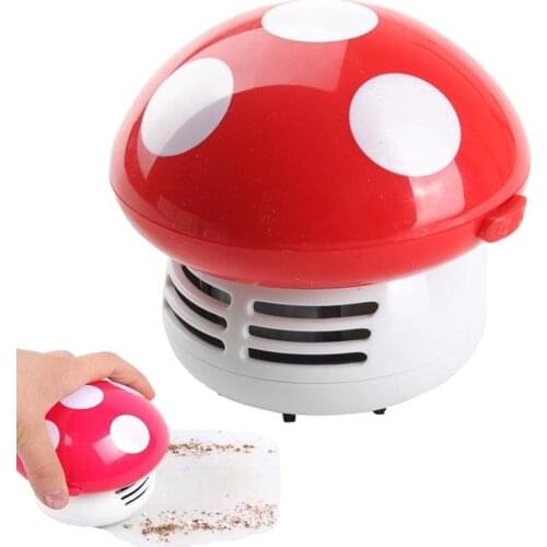Cute Mini Mushroom Dust Cleaner Corner Desk Table Vacuum Cleaner Sweeper Dust Collector Household Computer Keyboard Clean Brush