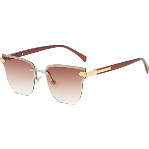 Vintage Frameless Sun Glasses For Women Men Trimming Lenses Sunglasses Women Cat Eye Rimless Sunglasses UV400 Lunette De Soleil