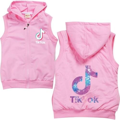 TIK TOK Sports For Boys Childrens SCotton Hooded Vest girls Kids Sportswear Tracksuit Warm Clothes