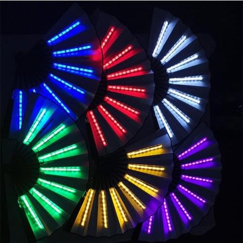 Party LED Glowing Fan Stage Performance Show Light Up Fan Children Birthday Halloween Party Gift Night Bar Club Fluorescent Prop