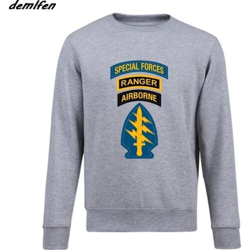 Spring autumn Fashion Men O-Neck Fleece Sweatshirt US Army Special Forces Airborne Logo pullover hoodies Harajuku Streetwear