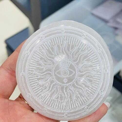 Natural Morocco Gypsum Chakras Totem White Stone Chassis Stone Carving Furnishings Home Decoration