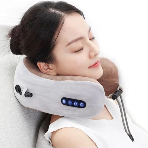 U Shaped Massager Pillow Neck Massager Pillow Memory Foam Neck Pillow for Cervical Pain Relaxing Cordless Electric Neck Massage