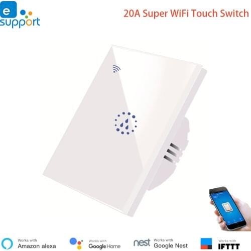 EWelink 20A High Power Super WiFi Switch ,WiFi Boiler Switch ,WiFi Water Heater Switch ,No Hub Required ,Work With Alexa Echo