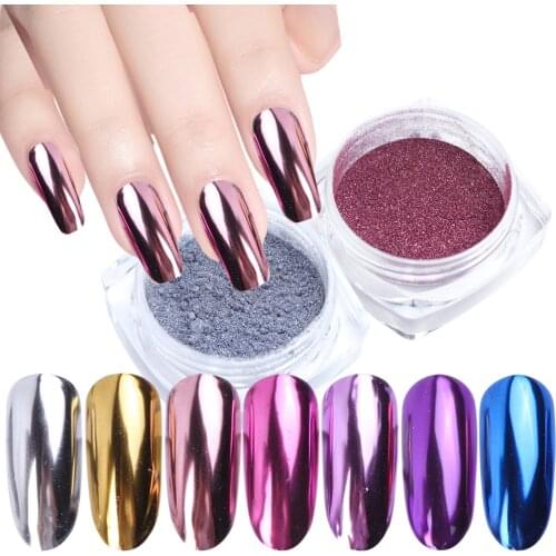 1 Box Mirror Nail Glitter Powder Chrome Metallic Colors Fine Rubbing Dipping Nail Art Pigment Dust Decorations Manicure NTC/ASX