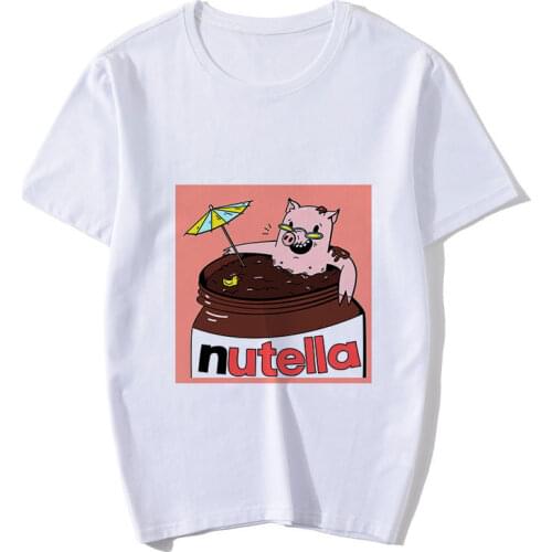 Female T-shirt Nutella Jam T-shirt Ulzzang Fashion T-shirt Harajuku Graphic T-shirt 90s Korean T-shirt