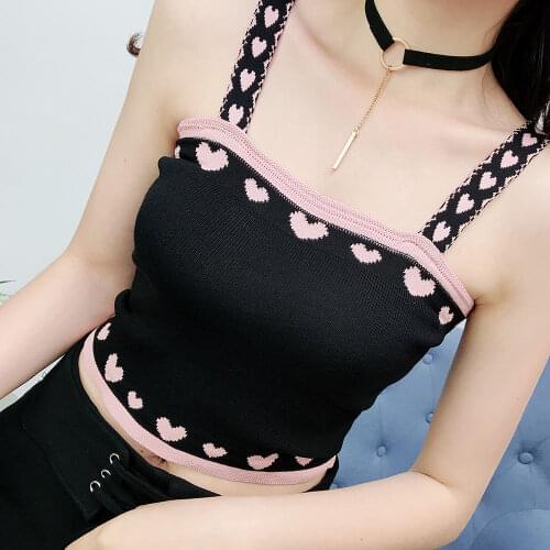 Women Tanks Tops Summer Love Camisole Womens Knitted Camis Crop Top For Women