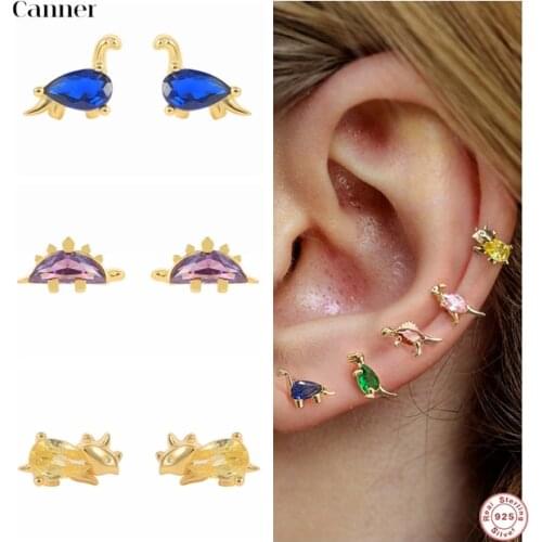 Canner 925 Sterling Silver Stud Earrings For Women Honeybee Scorpion Bat CZ Earings Fine Jewelry Brincos Piercing pendientes W5