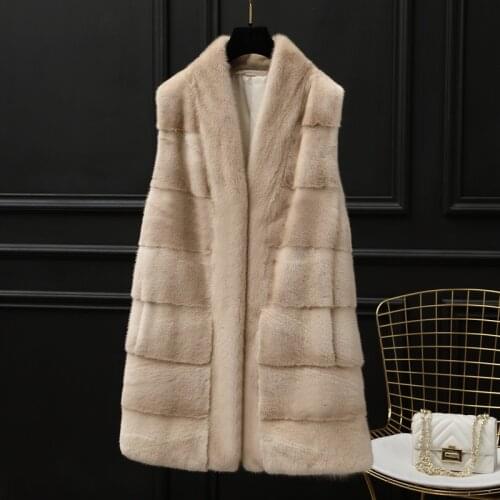 Mink skin vest jacket whole fur coat long 2019 womens clothing outerwear jacket coats winter coat new vest