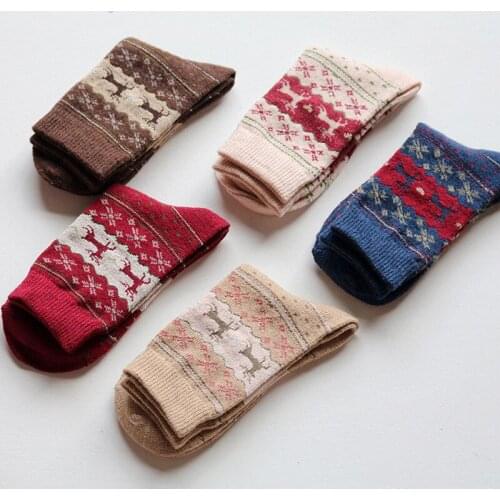 1Pair Autumn Winter Style Christmas Winter Socks for Woman Happy Sock Snowflake Deer Warm Women Socks Striped 3D Printed Socks