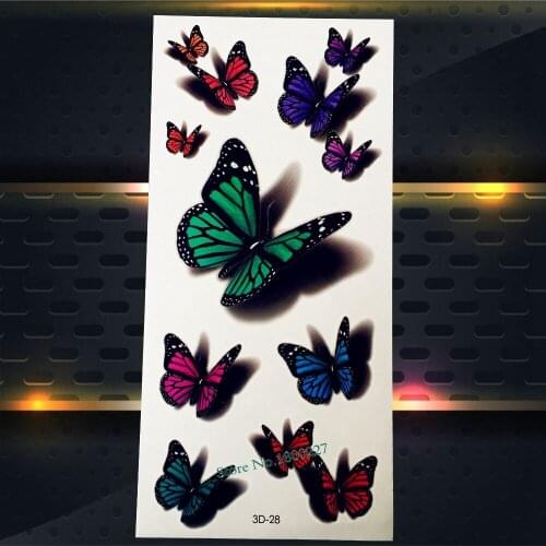 1PC Hot Flying Butterfly Waterproof Tattoo Women Makeup Body Art Tatoo P3D-28 BUtterfly Flash Fake Tattoo Stickers Children Gift
