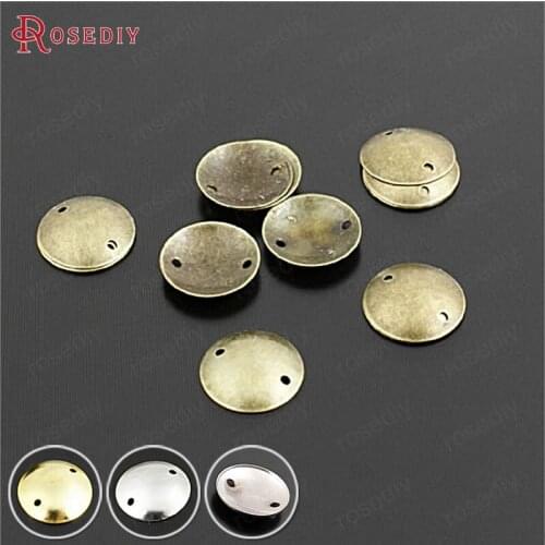28991)200PCS 8MM 10MM Antique Bronze Brass 2 hole Arcuated Round disk Diy Jewelry Findings Accessories Wholesale