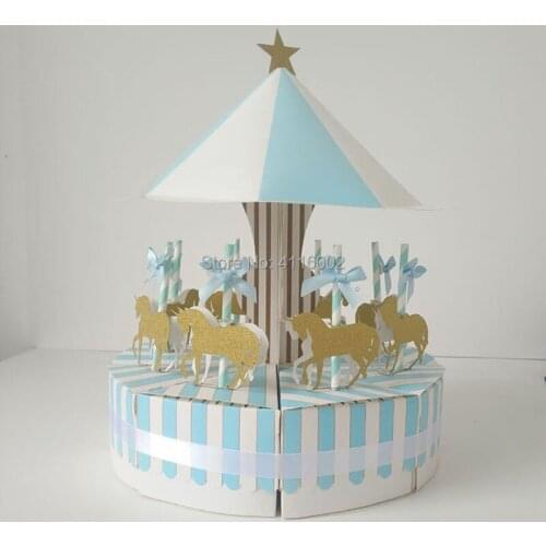 30sets Romantic Merry-go-round Candy Cake Box Christening Baby Shower Baptism Wedding Easter Hollween First Communion Present