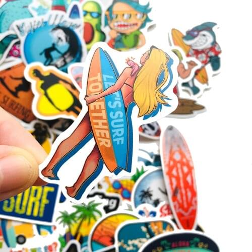 50Pcs Outdoor Summer Surfing Stickers Luggage Skateboard Suitcase Laptop Guitar Waterproof Graffiti Sticker Kids Toy Gift