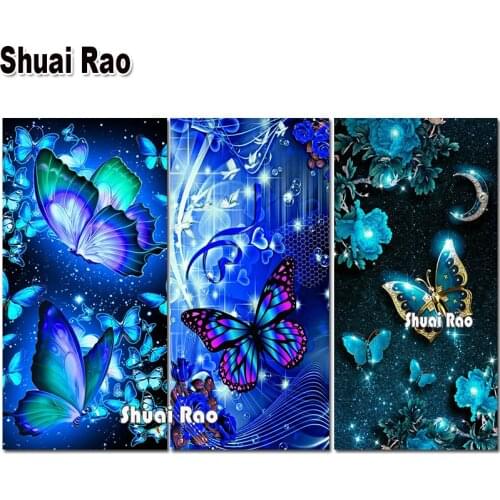 5D DIY Diamond Painting Abstract art, fantasy Blue Butterflies cross stitch full square/round diamond mosaic embroidery Large