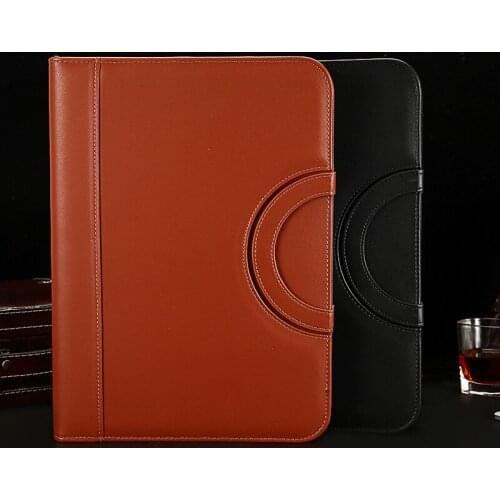 A4 Binder Folder PU Leather Portable Manager Padfolio Large Office Document Organizer Briefcase with Calculator Filing Products