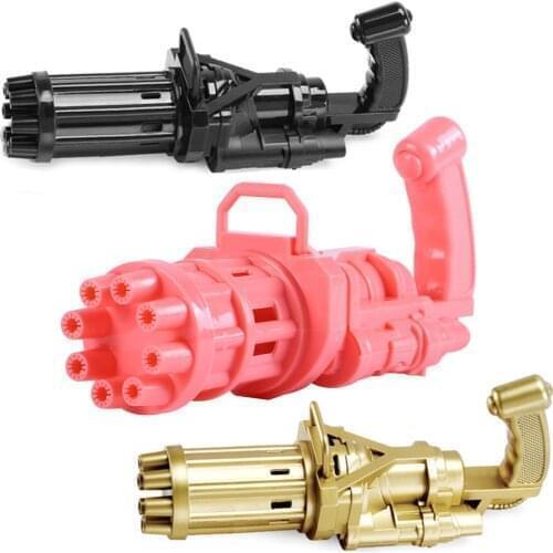 New 2-in-1 Electric Gatling Bubble Machine Kids Automatic Soap Bubble Gun Toys Set Summer Fan Bubbler Outdoor Toys For Children