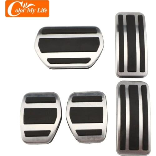 Color My Life Stainless Steel Car Pedals for Peugeot 208 2015 2016 2017 2018 2019 AT MT Gas Brake Pedal Protection Cover