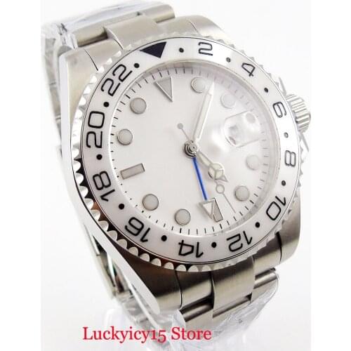 Business Style Sterile Dial Sapphire Glass GMT Function Date Stainless Steel 40mm Mens Watch Ceramic Bezel Automatic Movement