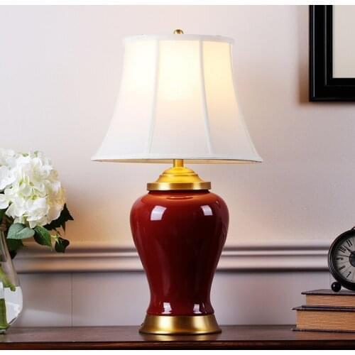 Large Claret Glazed Elegant Noble Chinese Copper Desk Lamp For Living Room Decoration