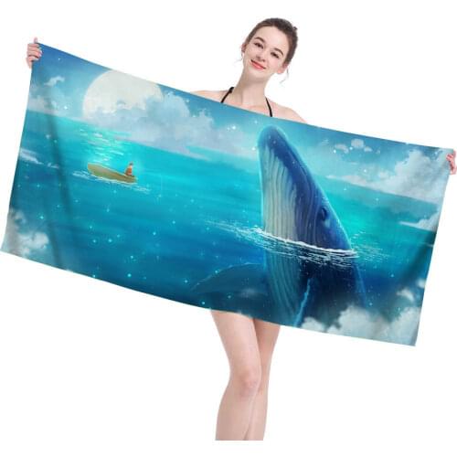 Dolphing Printing Series Large Beach Towels 200 Cm Sand Free Quick Dry Beach Towels Swimming Fitness Yoga Bath Towels for Woman