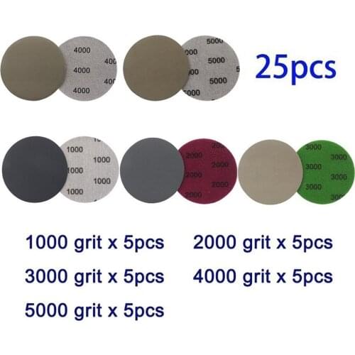 25pcs 3 Inch Hook And Loop Sandpaper 1000 2000 3000 4000 5000 Round Sandpaper Disk Sand Sheet For Sanding Polishing