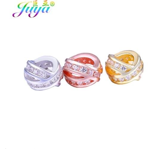 Juya DIY Beads Jewelry Accessories Handmade Decorative Big Hole X Copper Spacer Beads For Natural Stone Pearls Jewelry Making