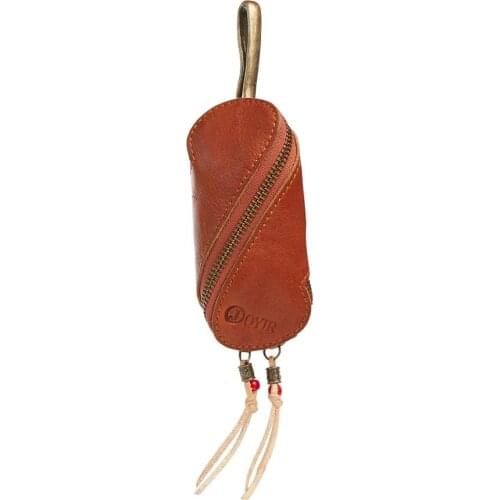 Unisex Genuine Leather Small Key Holder Real Cowhide Leather Key Holder Casual Fashion Key Case Holder