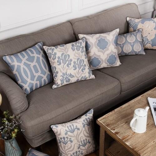 Pillow Case Home Decorative Pillow Thick Linen Pillowcase Green leaf Geometric painting bright Sofa Cushion