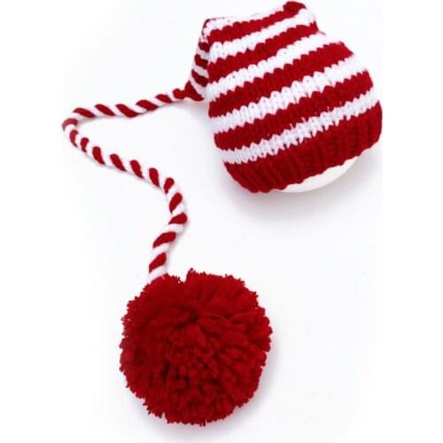 Baby knitting Long Tails Christmas Hat Newborn Photography Props Stripe Crochet Baby Hats Baby Props For Photography