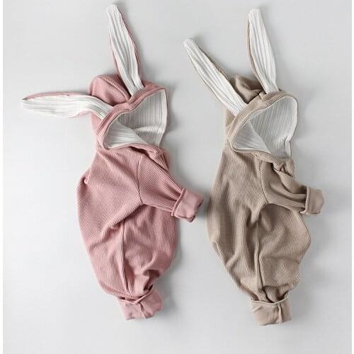 Chantalbaby ins autumn and winter baby clothes jumpsuit for boys and girls baby rabbit ear long sleeve romper