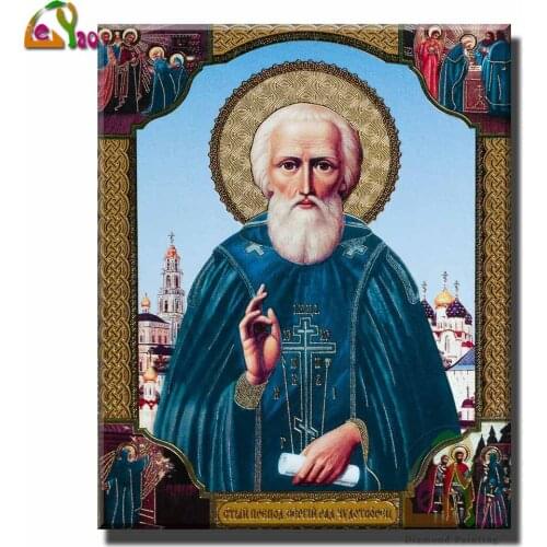 Home Decor Diamond Painting Religion Icon Portrait Craft Square Round Diamond Embroidery Rhinestone Mosaic St Sergey Radonezhsky