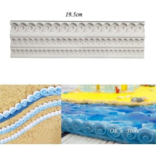 Sea waves Shape Cake Side 100% Platinum Silicone Sugarcraft Mould, Fondant Cake Decorating Tools Bakeware