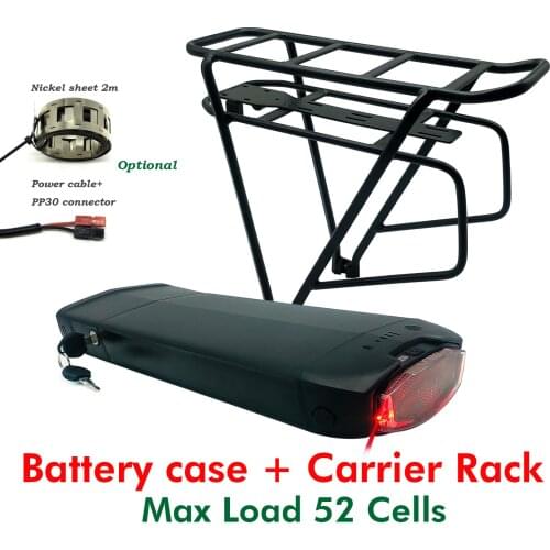 REENTION Battery Case Electric Bike Battery case 36V 48V Carrier Rack Ebike Rear Rack Battery Box for eBike Conversion Kit