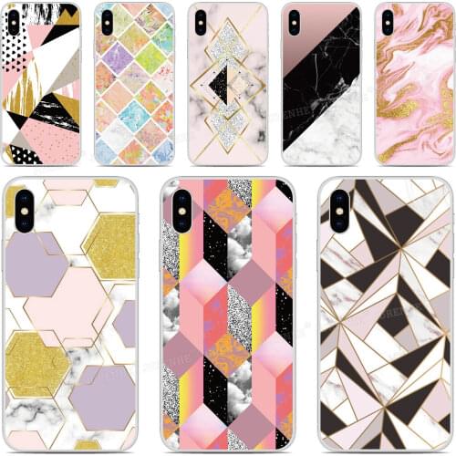 Geometric Marble Soft TPU Phone Case For ZTE Blade A5 A7 2020 A3 L8 2019 Axon 10 Pro 5G V2020 V9 V10 Vita A7s 20 Smart Cover