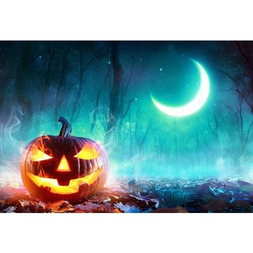 Halloween backdrop Strange Pumpkin Lantern Forest Fallen Leaves Photography Backdrops for Photo Studio Photo Shoot Vinyl Cloth