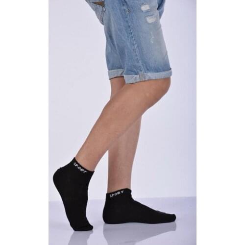 Idilfashion Male Seamless Summer Booties Socks-Black-E-ART234 (3'LÜ PACKAGE)