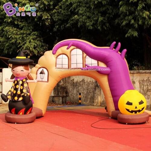 Factory Direct Sale Inflatable Halloween Arch Blow up Cartoon Pumpkin Kids Archway with Led Lights for Decoration