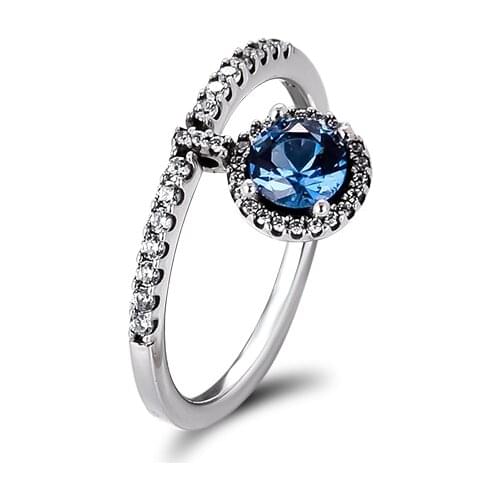 CKK Silver 925 Jewelry Dangling Round Sparkle Ring For Women Fashion Gift Sterling Silver Original Ring