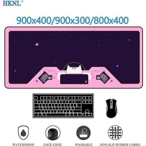 Space Mouse Pad with Cat Gamer Space Mousepad Gamer Personalized Cat Mat Carpet for Gaming Floor Mat Black Deskmat DropShipping