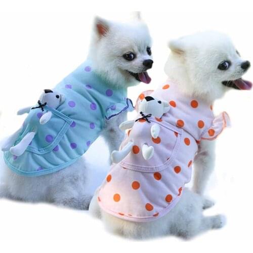 Cute Dog Cartoon Clothes Summer Polka Dot Pullover Breathable Pet Summer Clothes Puppy Two-legged Clothes Beloved Base Shirt