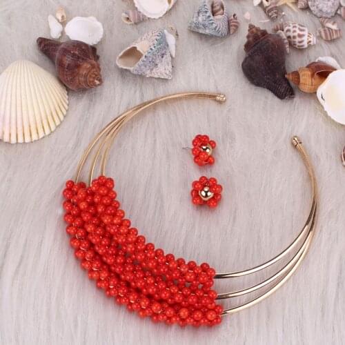 Dudo Bride Necklace For Women Choker Design Nature Coral Beads Jewelry Set For African Nigerian Weddings 2020 New