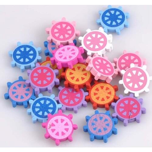 2017 New Mixed Cute Lovely Rudder Spot Wooden Spacer Beads For Jewelry making DIY 24X24mm 20pcs MT1453X