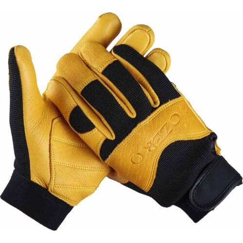 OZERO Green Motorcycle Gloves Leather Genuine Deerskin Motocross Motorbike Biker Racing Riding Hand Motor Moto Gloves Men 8001