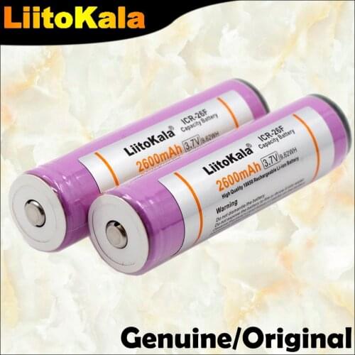 Genuine/Original Liitokala New 100% Original 18650 ICR18650-26F 2600mAh Li-ion Battery with PCB Suitable for flashlights for