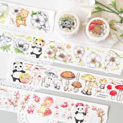 Lovely Flower Mushroom Panda Washi Tape for Card Making Bullet Journal DIY Scrapbooking Decorative Sticker