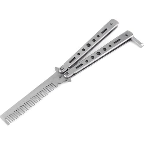 Professional Training Salon Stainless Steel Folding Practice Training Butterfly Style Comb Hand Tool